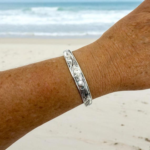 Engraved Patterns Silver Bracelet